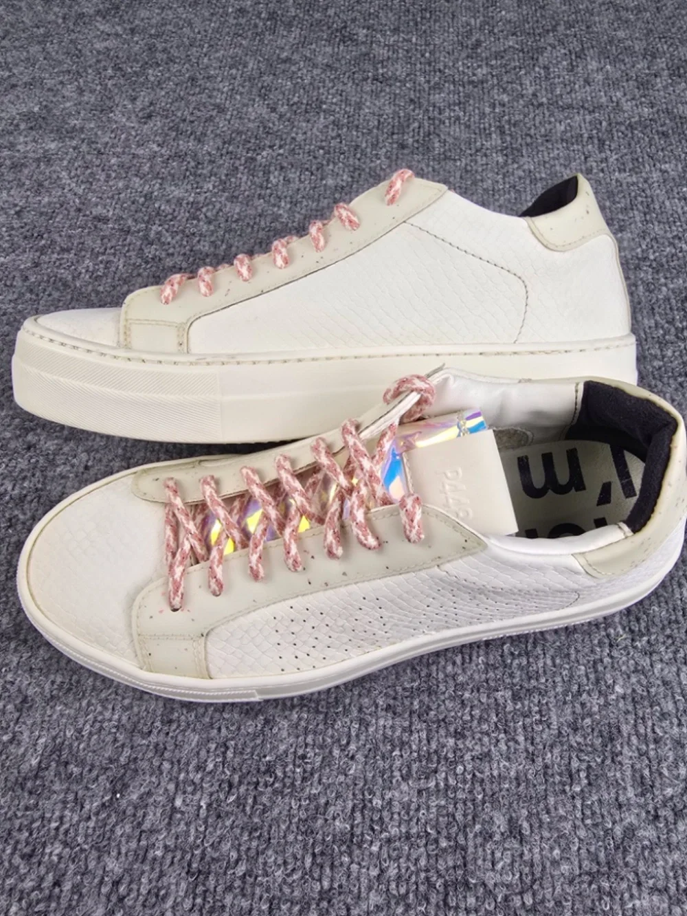 P448 Thea Mini Chess Platform Sneakers White Pink Size 38 US 7.5